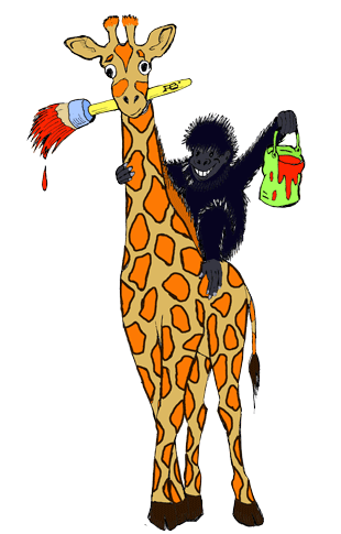 горилла на жирафе раскраска