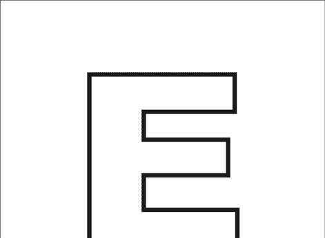 Printable english letter E with elephant image