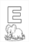 Printable english letter E with elefant image