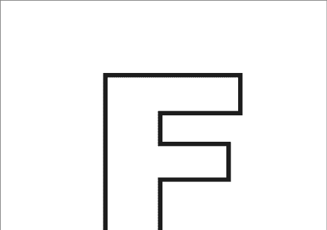 Printable outline english letter F with fox picture