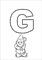 outline english letter G with GNOME picture for print