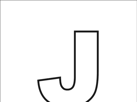English letter J with Jam outline picture for print