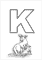 Printable english letter K with Kangaroo outline image