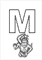 Outline english letter M with Monkey picture for print