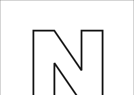 English letter N with Nut outline picture