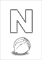 Outline English letter n with nut image for print