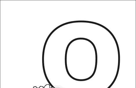 Outline English letter o with onion image for print