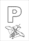 Outline English letter p with plane image for print