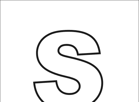 outline english letter s and snake picture