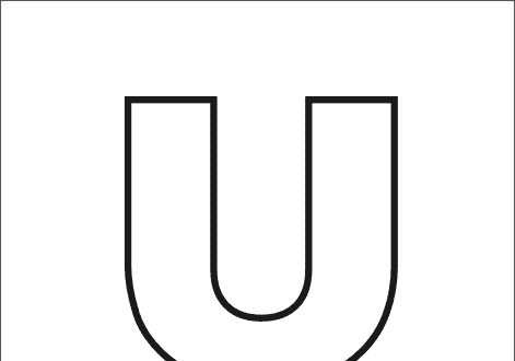 Outline english letter U and Umbrella picture for print
