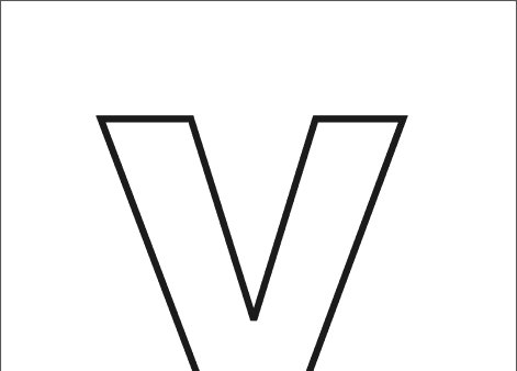 Outline english letter V and Valise picture for print