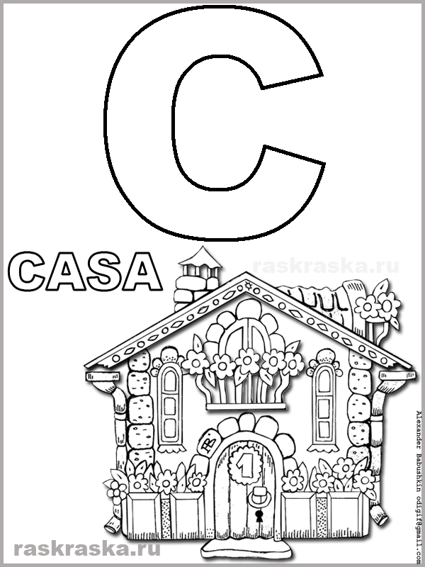outline italian letter C with house picture