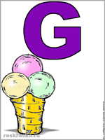 Italian letter G with gelato ice cream color image