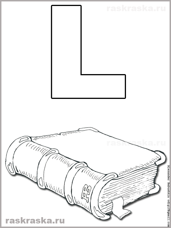 outline italian letter L with libro picture