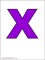 дополнительная буква X фиолетового цвета