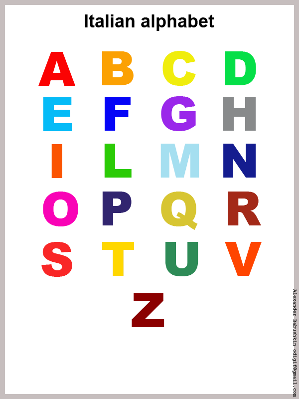 Italian alphabet for print and study