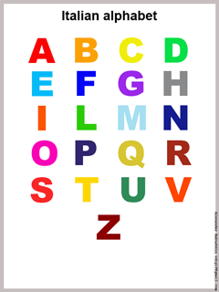 color italian alphabet for print