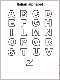 contour italian alphabet for print and paint