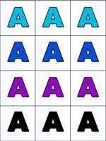 12 color letters A on the one page