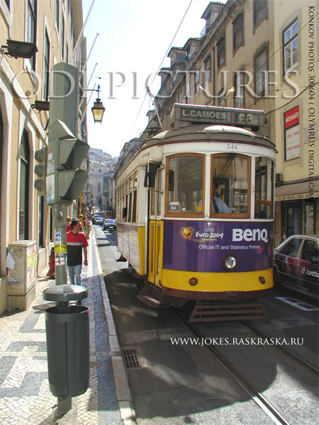 Tram in alley