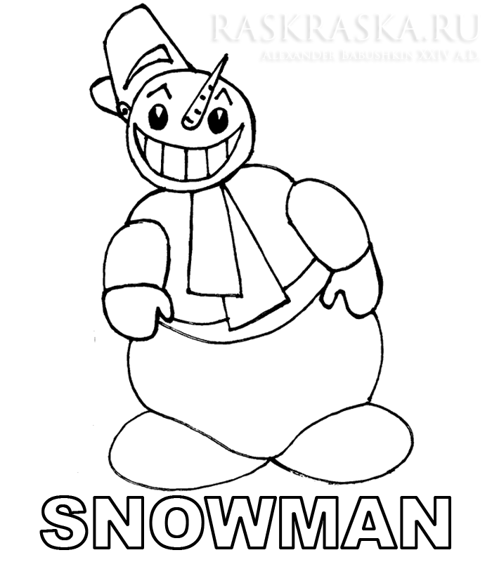 раскраска снеговика с подписью на английском языке