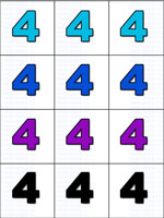 12 цветных четвёрок на одном листе