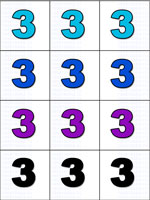 12 цветных троек на одном листе