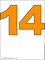 Число 14 оранжевого цвета